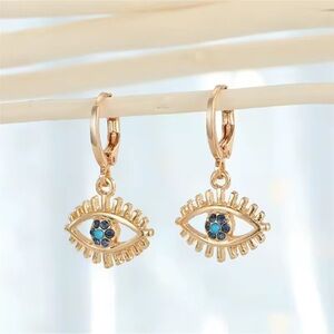 Stainless steel evil eye earrings